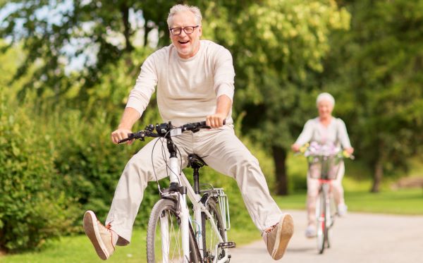 senior man on bike growing older living bolder