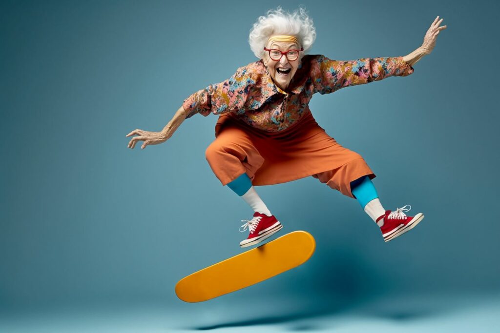 granny on skateboard living bolder
