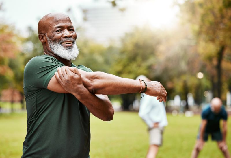 senior man exercising camp codger